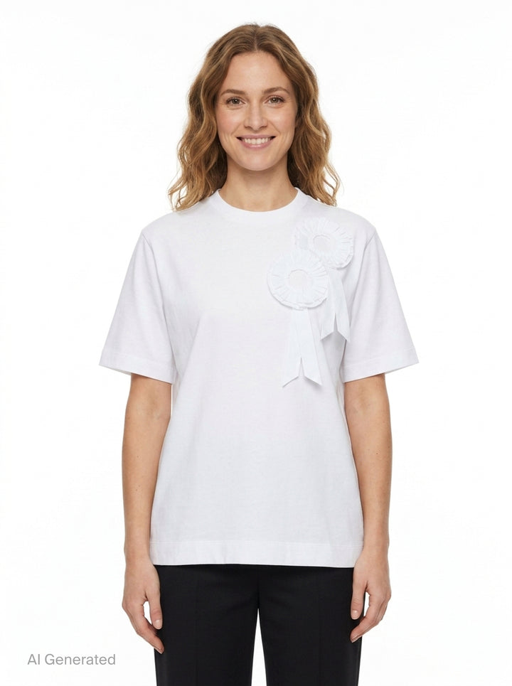 Ruffle Rosette Boxy Tee | Simone Rocha | Club21 - front