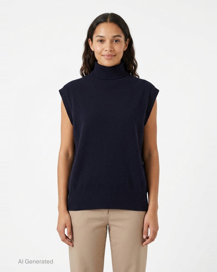 Sleeveless Turtleneck Knit Top | Sofie D'Hoore | Club21 - front