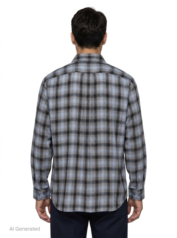 Illusion Plaid Long Sleeve Shirt | Solid Homme | Club21 - back