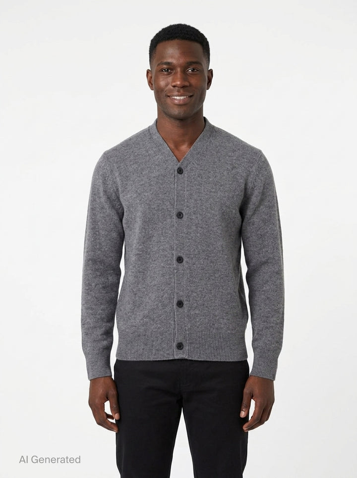 Knit Button-Up Cardigan | Solid Homme | Club21 - front