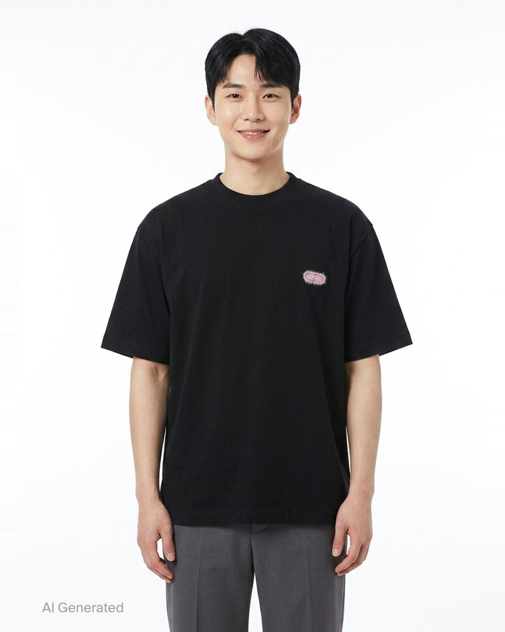 Logo Tee With Hairy Flocking | Solid Homme | Club21 - front