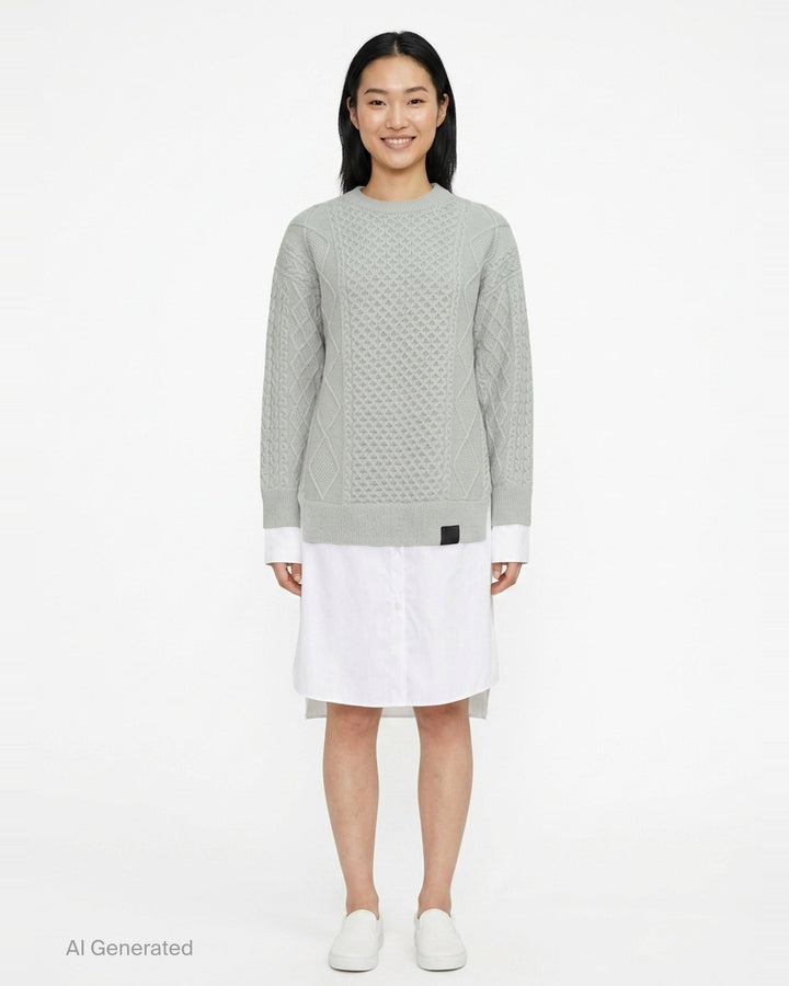 Cable Knit Shirting Dress | Stella McCartney | Club21 - front