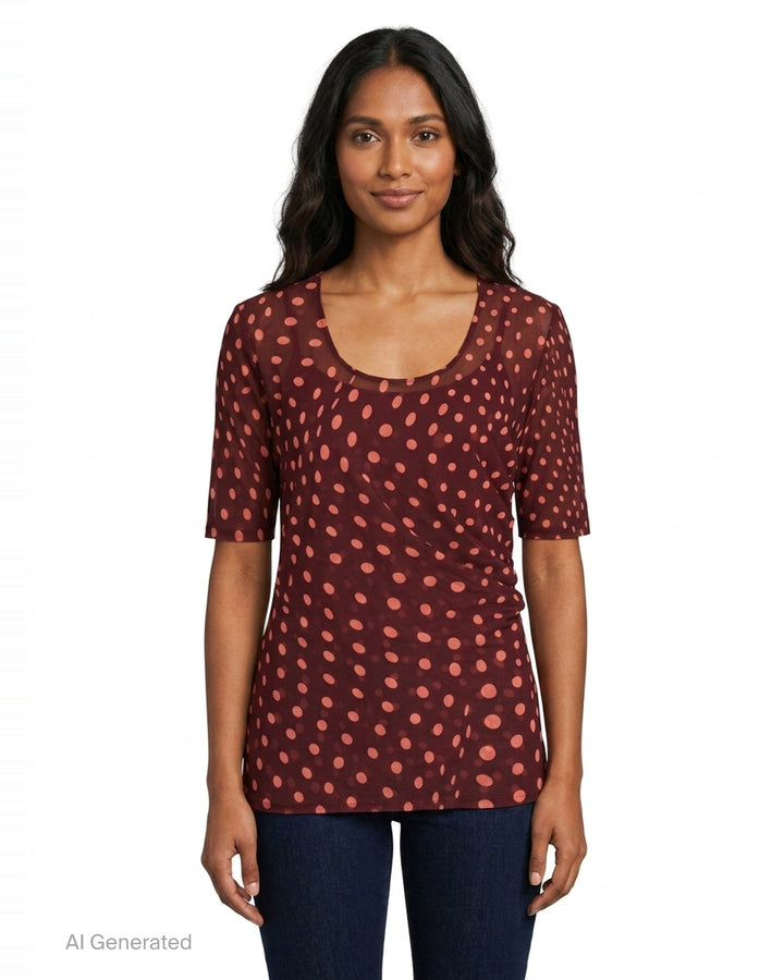 Polka Dot Mesh Scoop Neck Top | Stella McCartney | Club21 - front