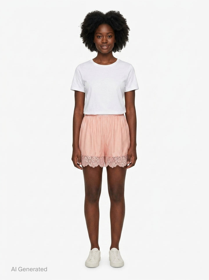 Silk Trimmed Lace Shorts | Stella McCartney | Club21 - front