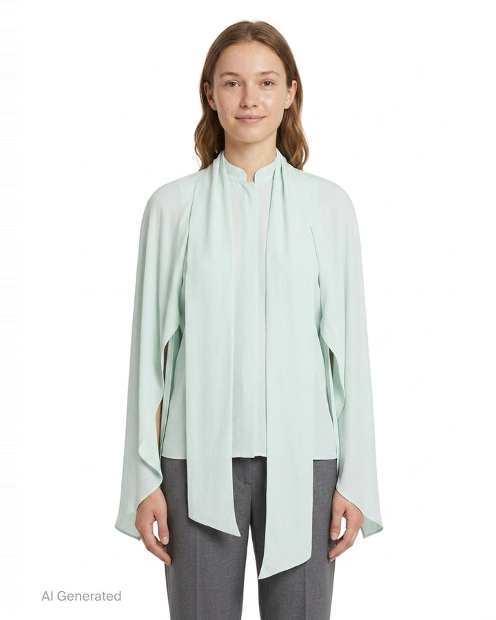 Tie-Neck Silk Shirt | Stella McCartney | Club21 - front