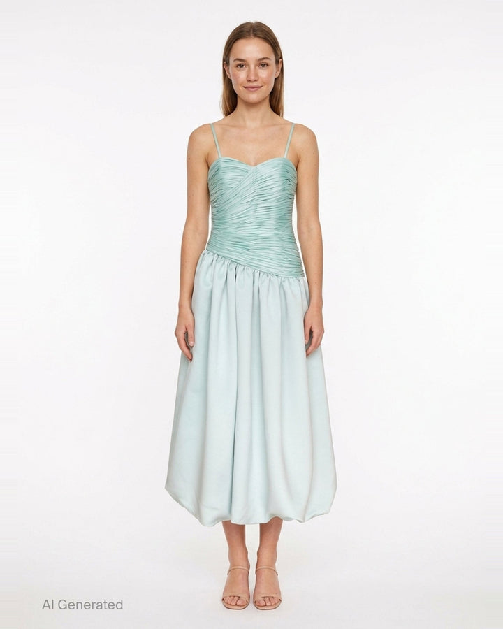 Ruched Bodice Balloon Midi Dress | Stolen Stores | Club21 - front