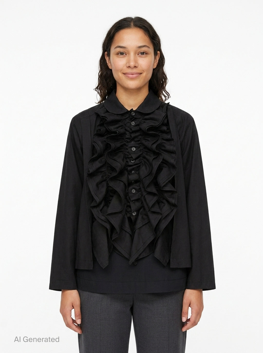 Cotton Broadcloth Ruffle Blouse | Tao | Club21 - front