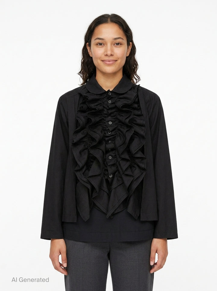 Cotton Broadcloth Ruffle Blouse | Tao | Club21 - front