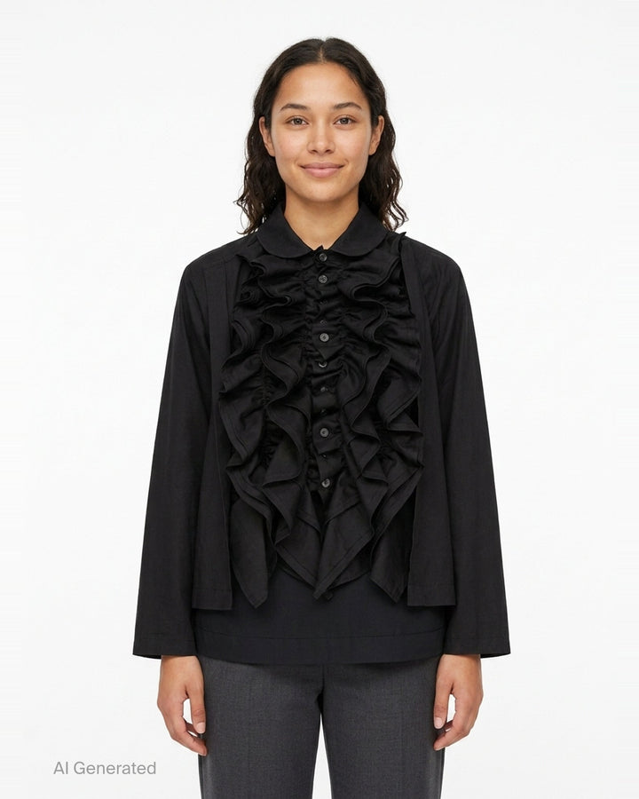 Cotton Broadcloth Ruffle Blouse | Tao | Club21 - front