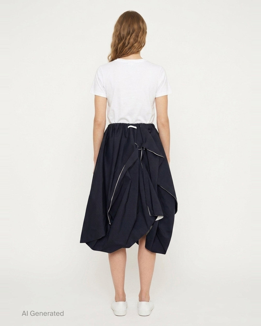 Gathered Waist Pinstripe Skirt | Tao | Club21 - back