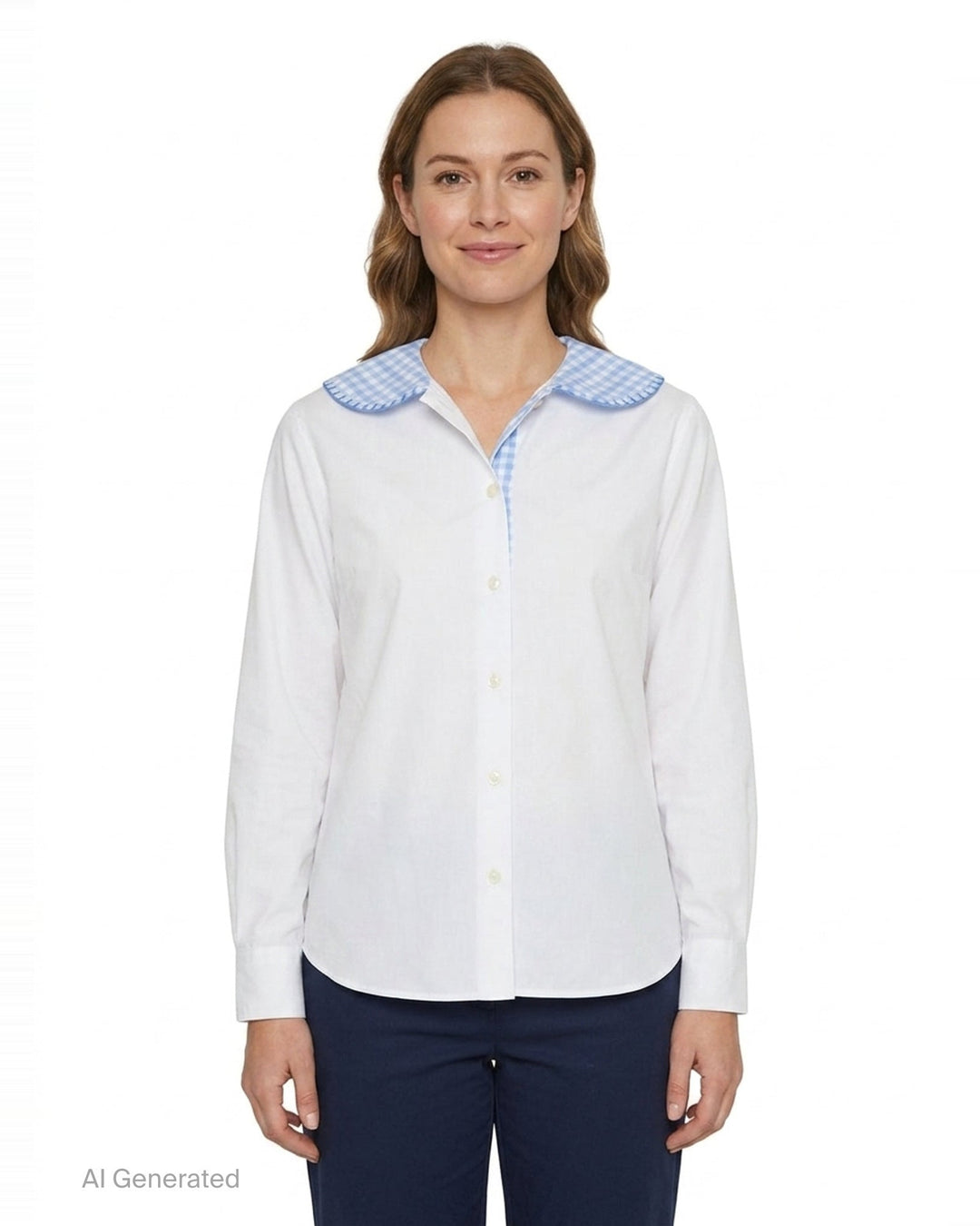 Gingham Collar Button-Up Blouse | Tao | Club21 - front