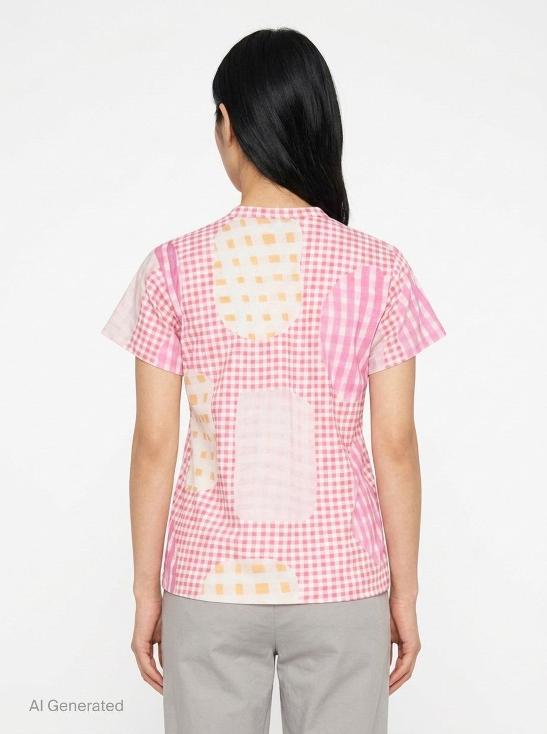 Gingham Patchwork Short Sleeve Tee | Tao | Club21 - back