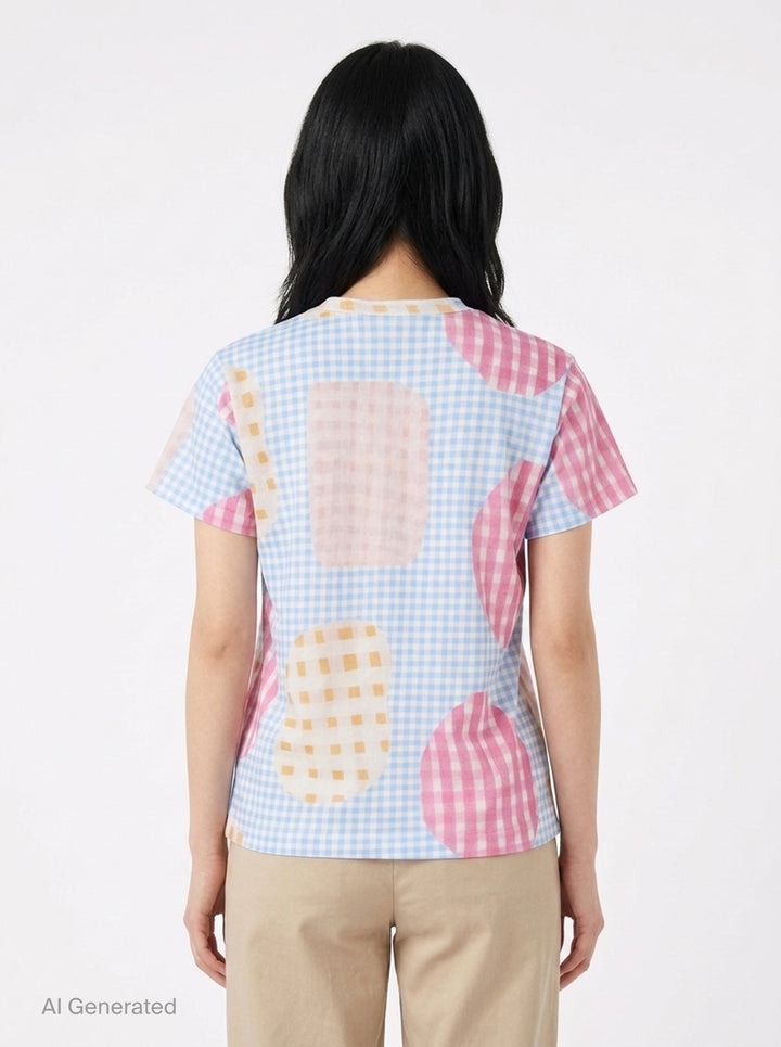 Gingham Patchwork Short Sleeve Tee | Tao | Club21 - back