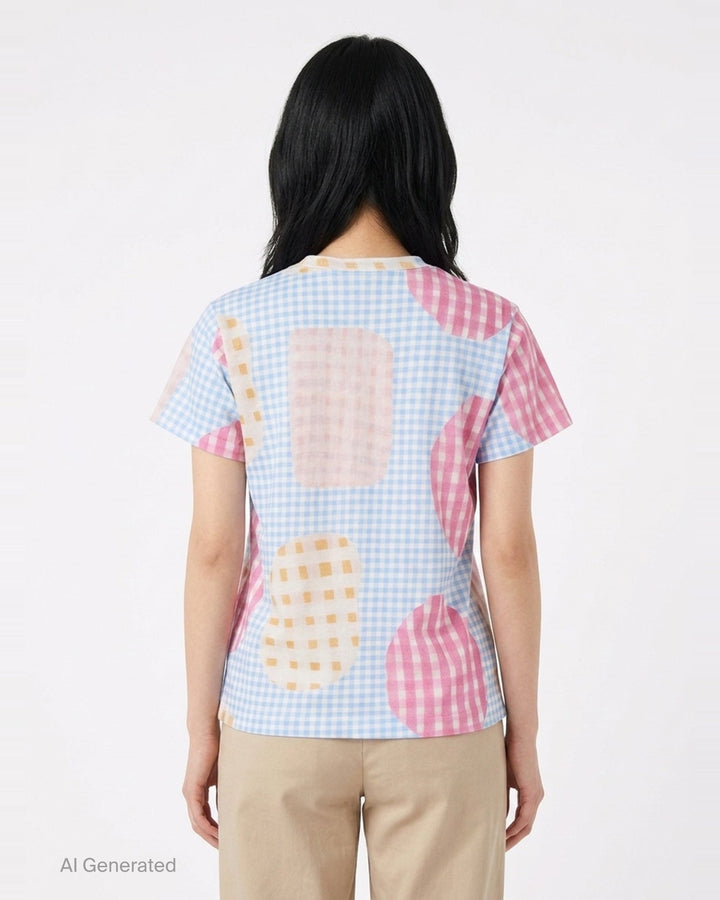 Gingham Patchwork Short Sleeve Tee | Tao | Club21 - back