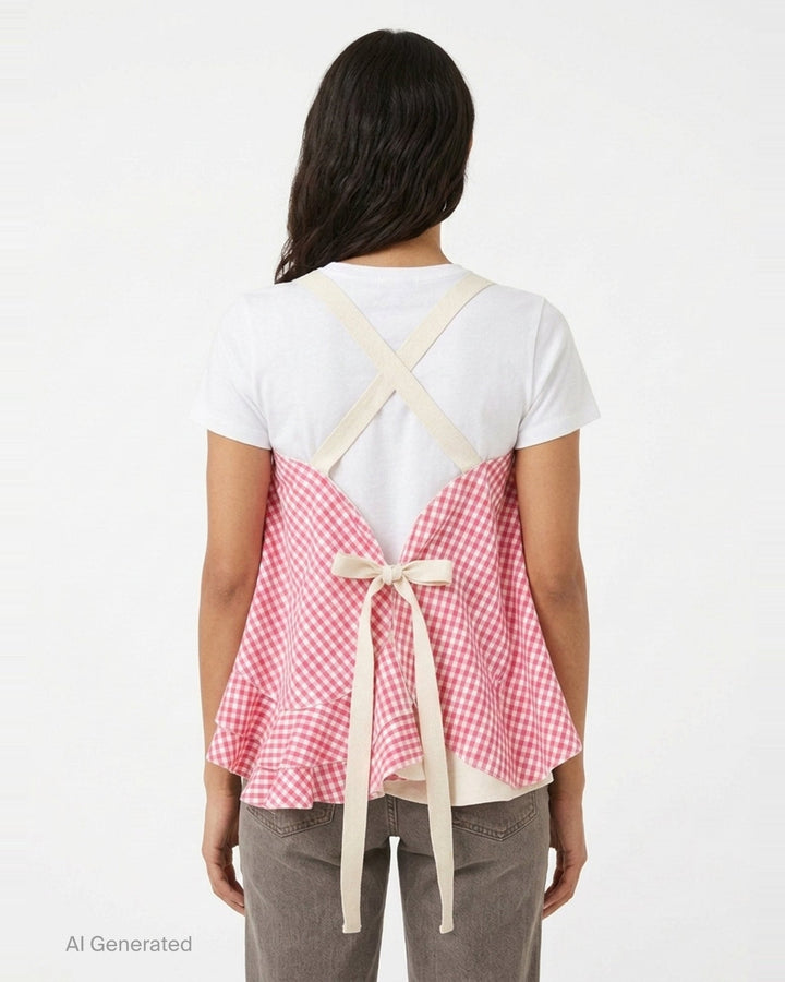 Gingham Ruffled Camisole Top | Tao | Club21 - back