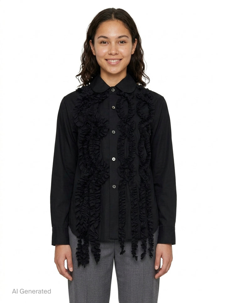 Ruffle Front Cotton Shirt | Tao | Club21 - front