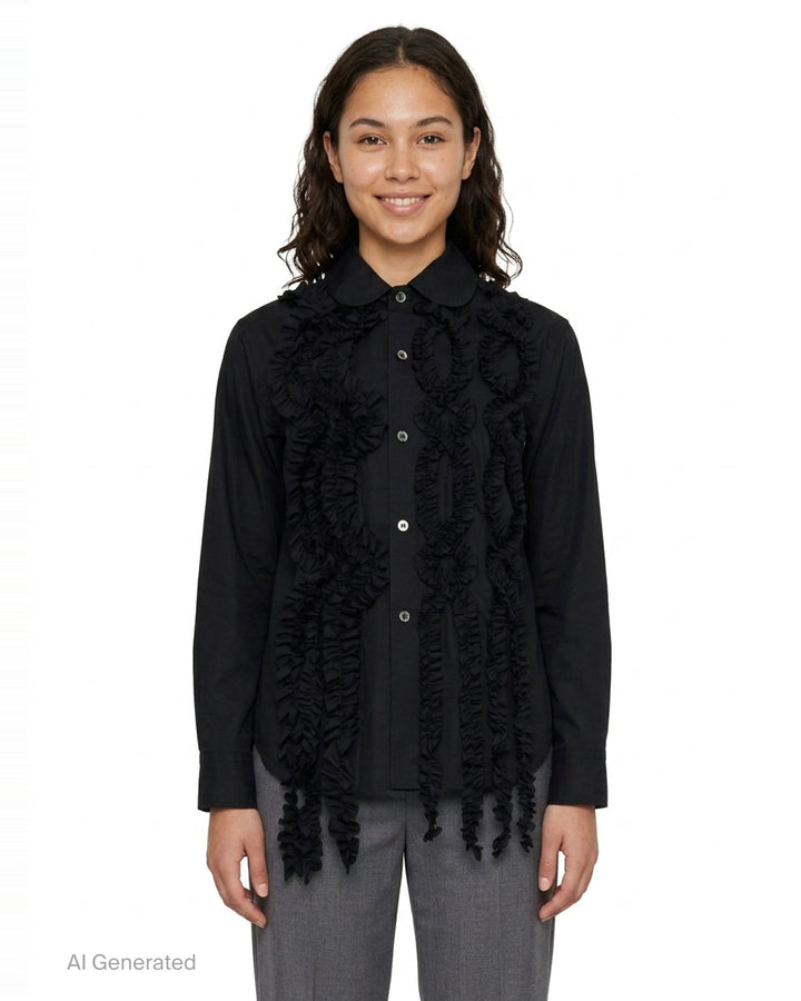 Ruffle Front Cotton Shirt | Tao | Club21 - front