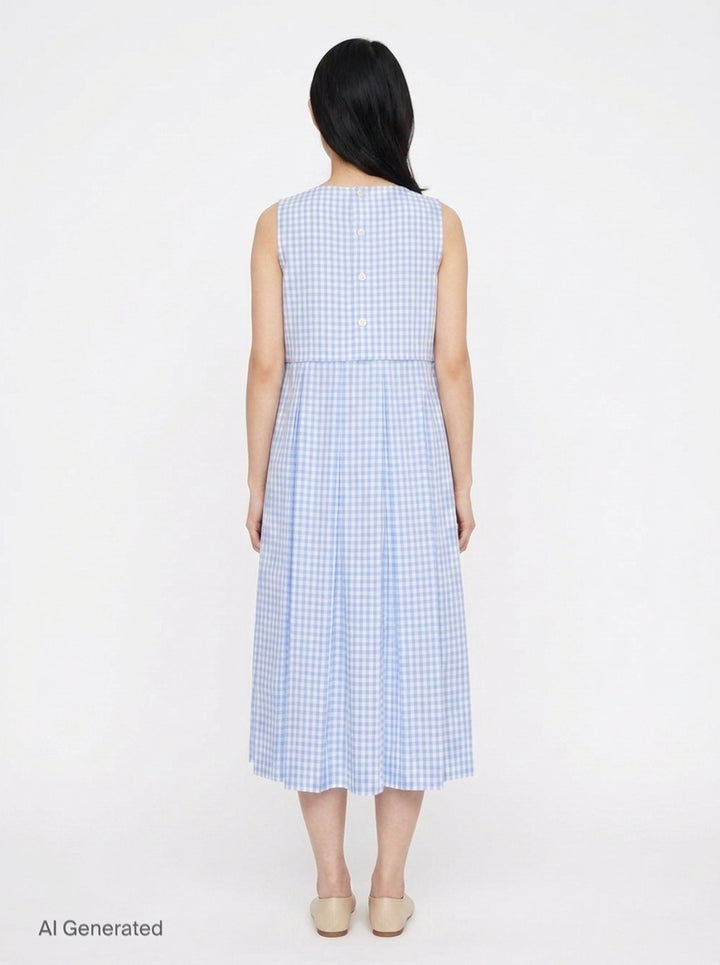 Sleeveless Gingham Midi Dress | Tao | Club21 - back