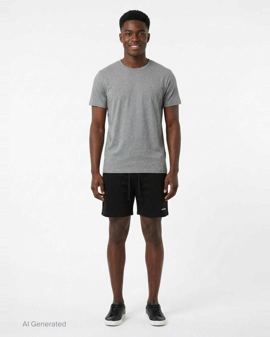 TEAM WANG design Original 1 Track Shorts in black, featuring an elasticated drawstring waistband and tonal logo print at the hip, shown flat against a white background - front