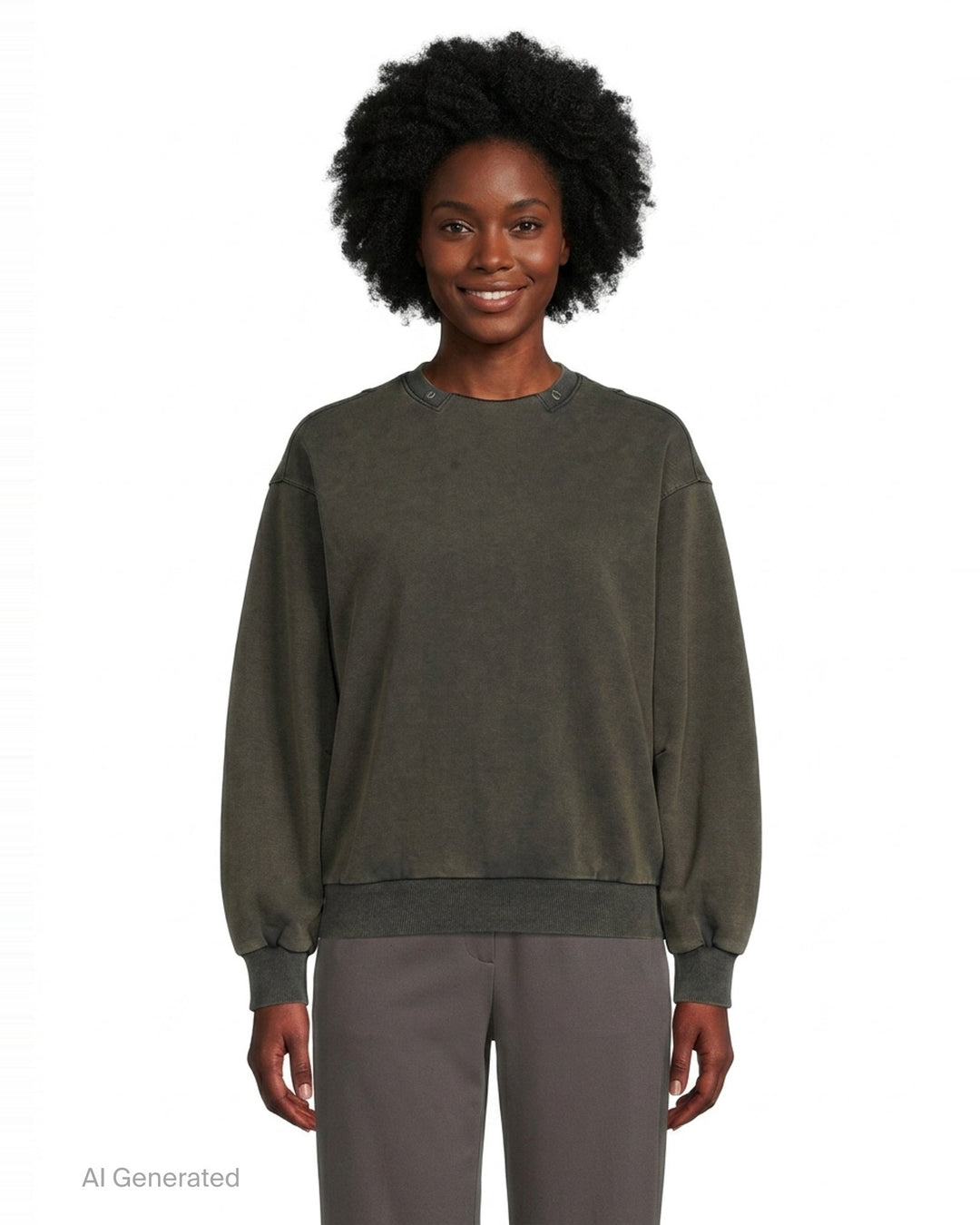 Washed Crew-Neck Sweatshirt | TEAM WANG design | Club21 - front