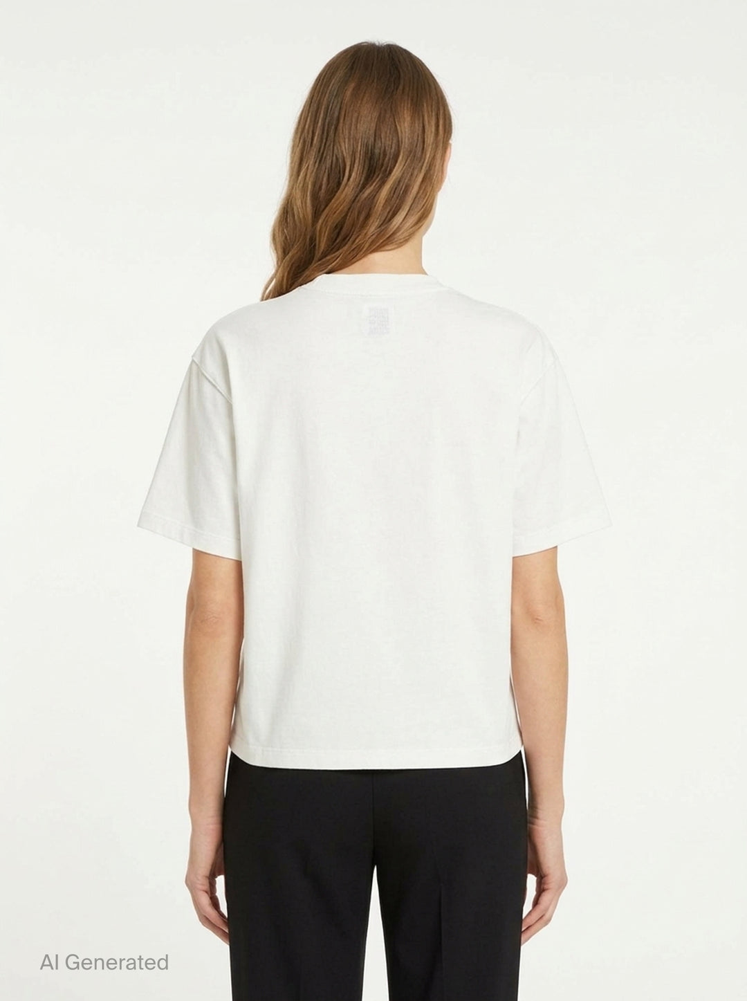 Back view of The Fluffadoos Silva Name Story Tee in white, featuring a large printed graphic of a fluffy grey creature wearing gold coin jewellery with 'Silva' script lettering above - back