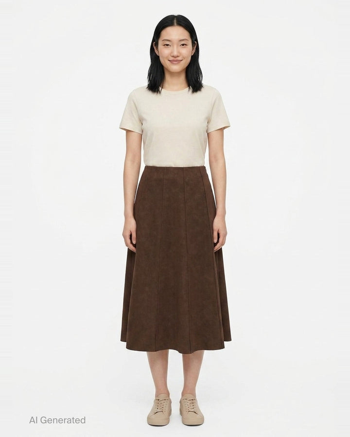 Suede Aura Midi Skirt | The Loom Atelier | Club21 - front