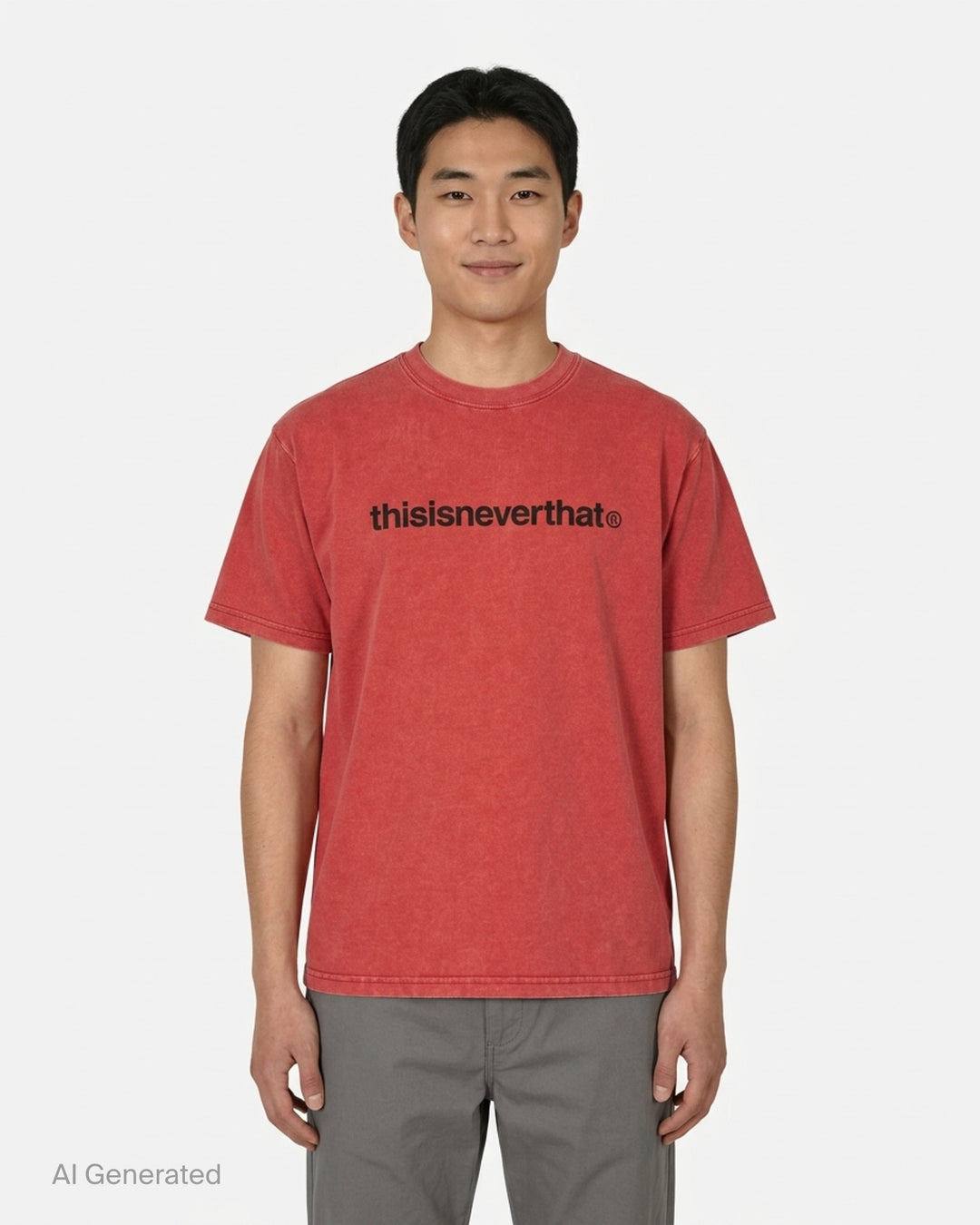 thisisneverthat T-Logo Tee in woodland camouflage with white brand wordmark printed across the chest and ribbed crew neckline - front