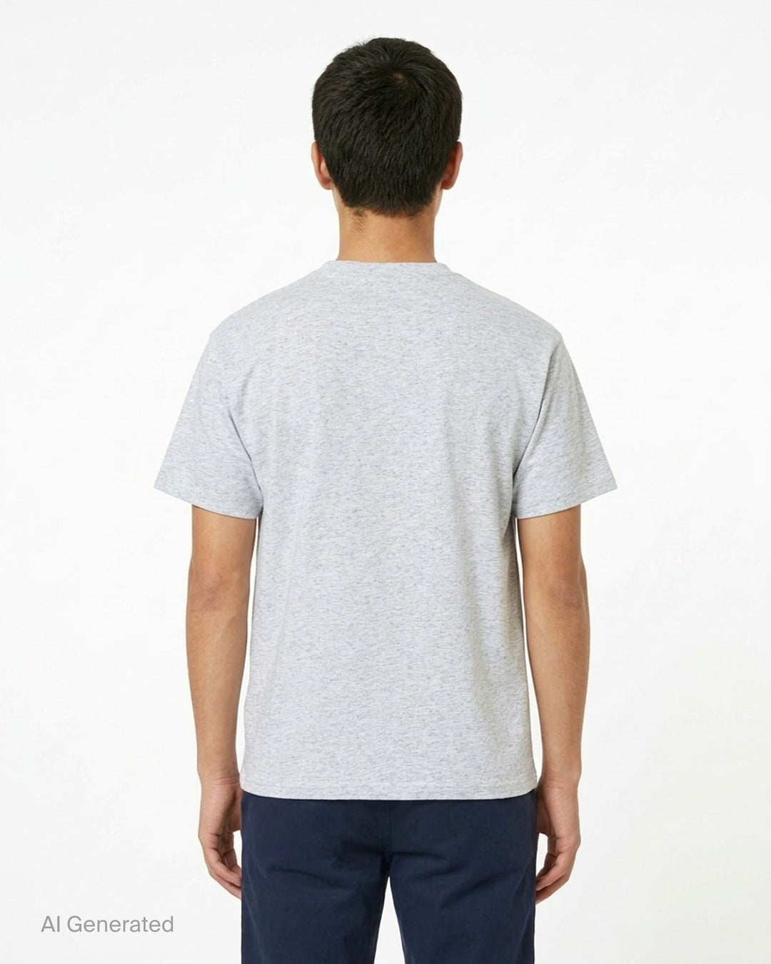 thisisneverthat Composition Tee in heathered grey, featuring a multi-colour collage typographic graphic print across the chest with circular badge motif and script logo detail - back