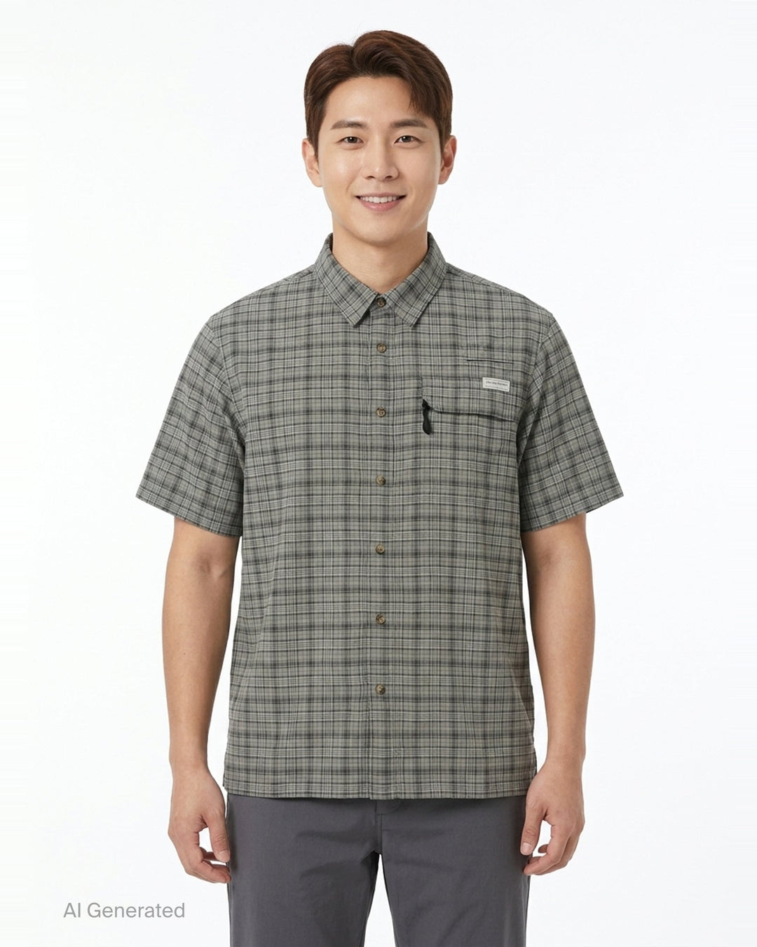 Plaid Short Sleeve Fishing Shirt | thisisneverthat | Club21 - front