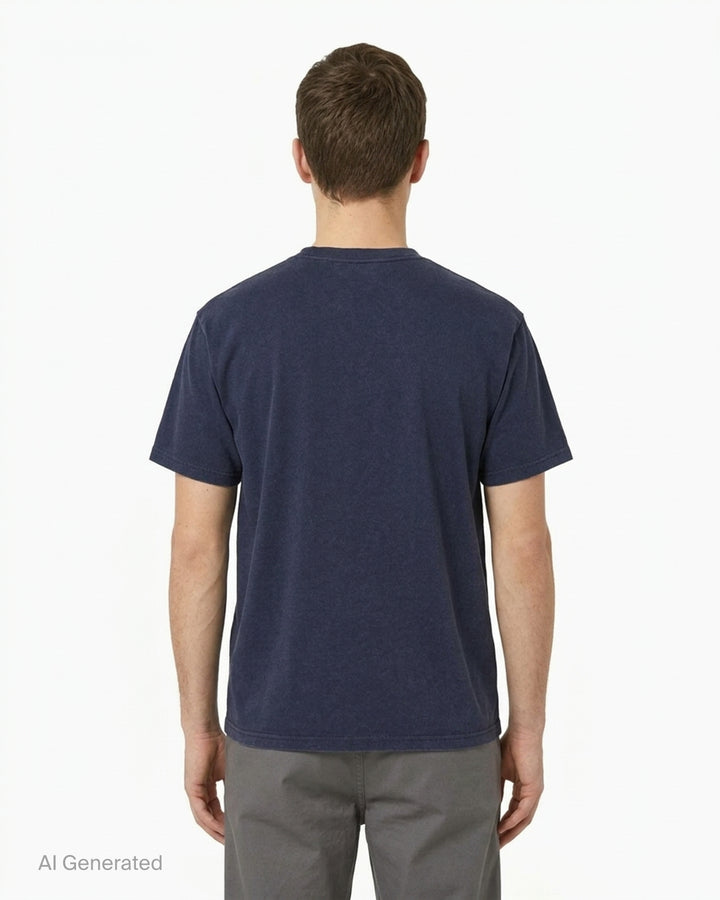 thisisneverthat Running Dogs Graphic Tee in heather grey, featuring a cartoon illustration of three running dogs in brown, golden, and black with the thisisneverthat logo printed below in blue - back