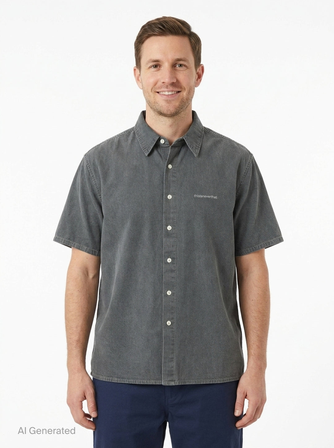Washed Denim Short Sleeve Shirt | thisisneverthat | Club21 - front