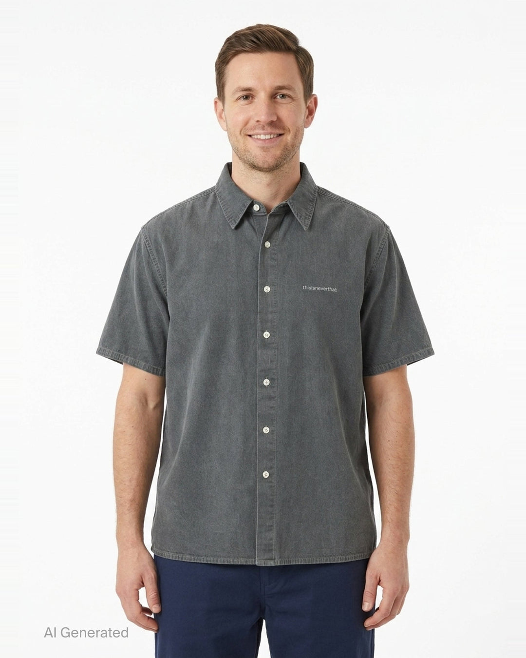 Washed Denim Short Sleeve Shirt | thisisneverthat | Club21 - front