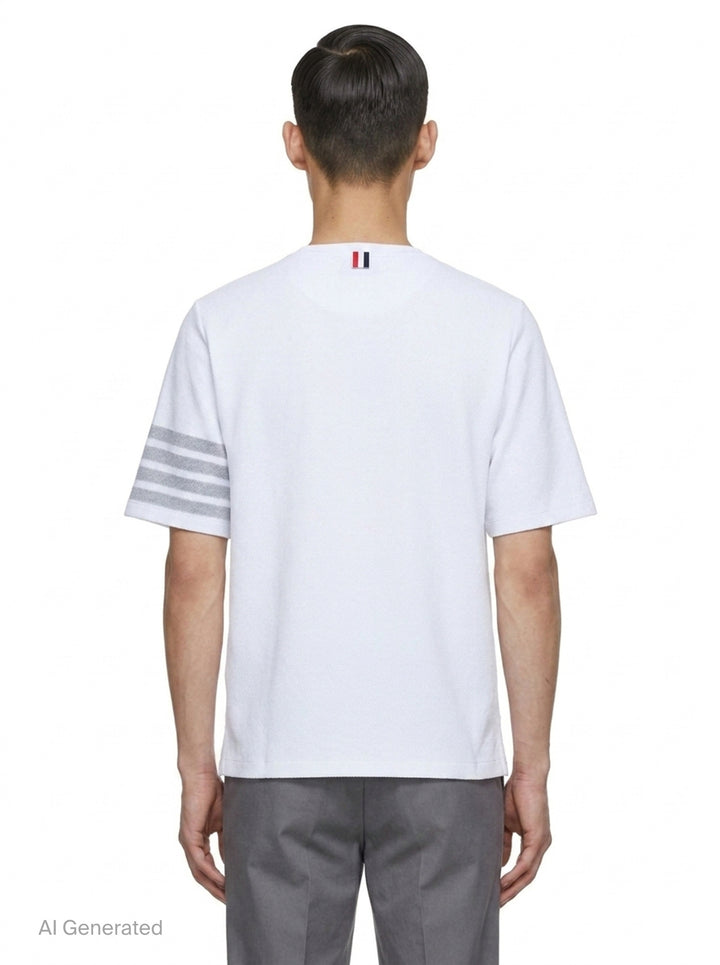 4-Bar Textured Short Sleeve Tee | Thom Browne | Club21 - back