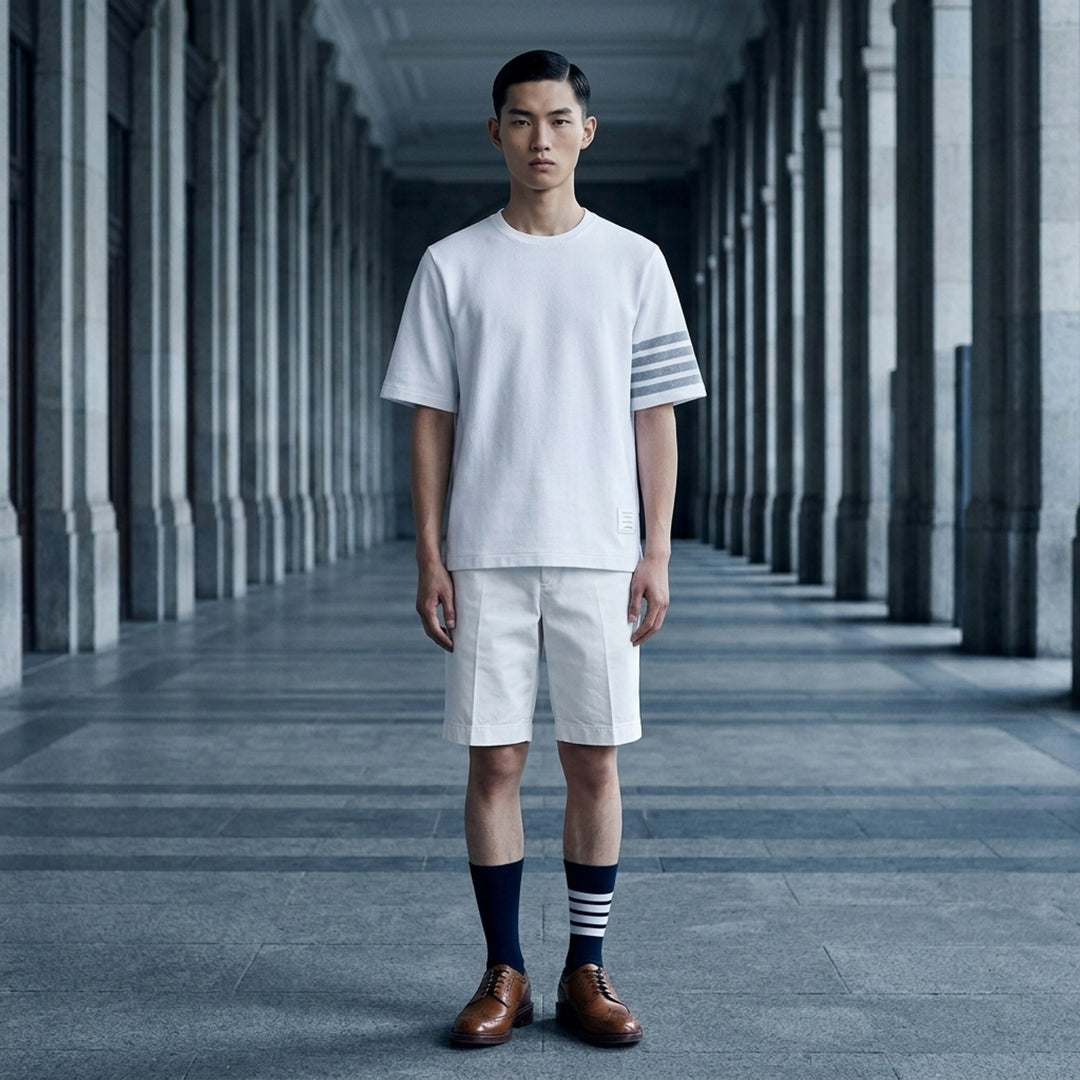 4-Bar Textured Short Sleeve Tee | Thom Browne | Club21 - lifestyle