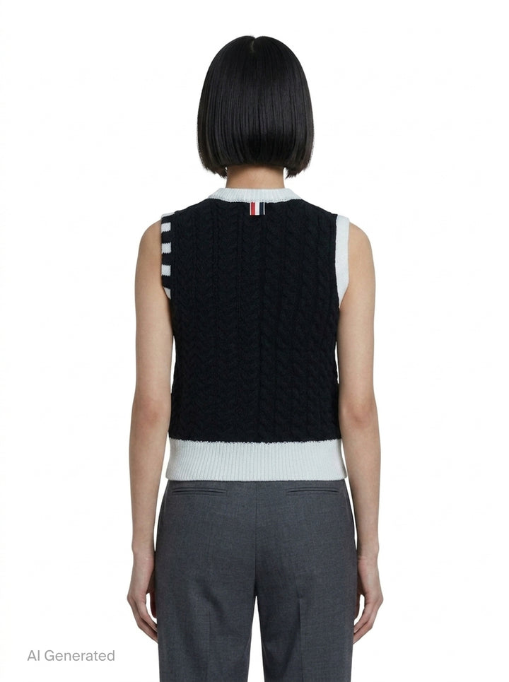 Aran Cable Merino Shell Top | Thom Browne | Club21 - back