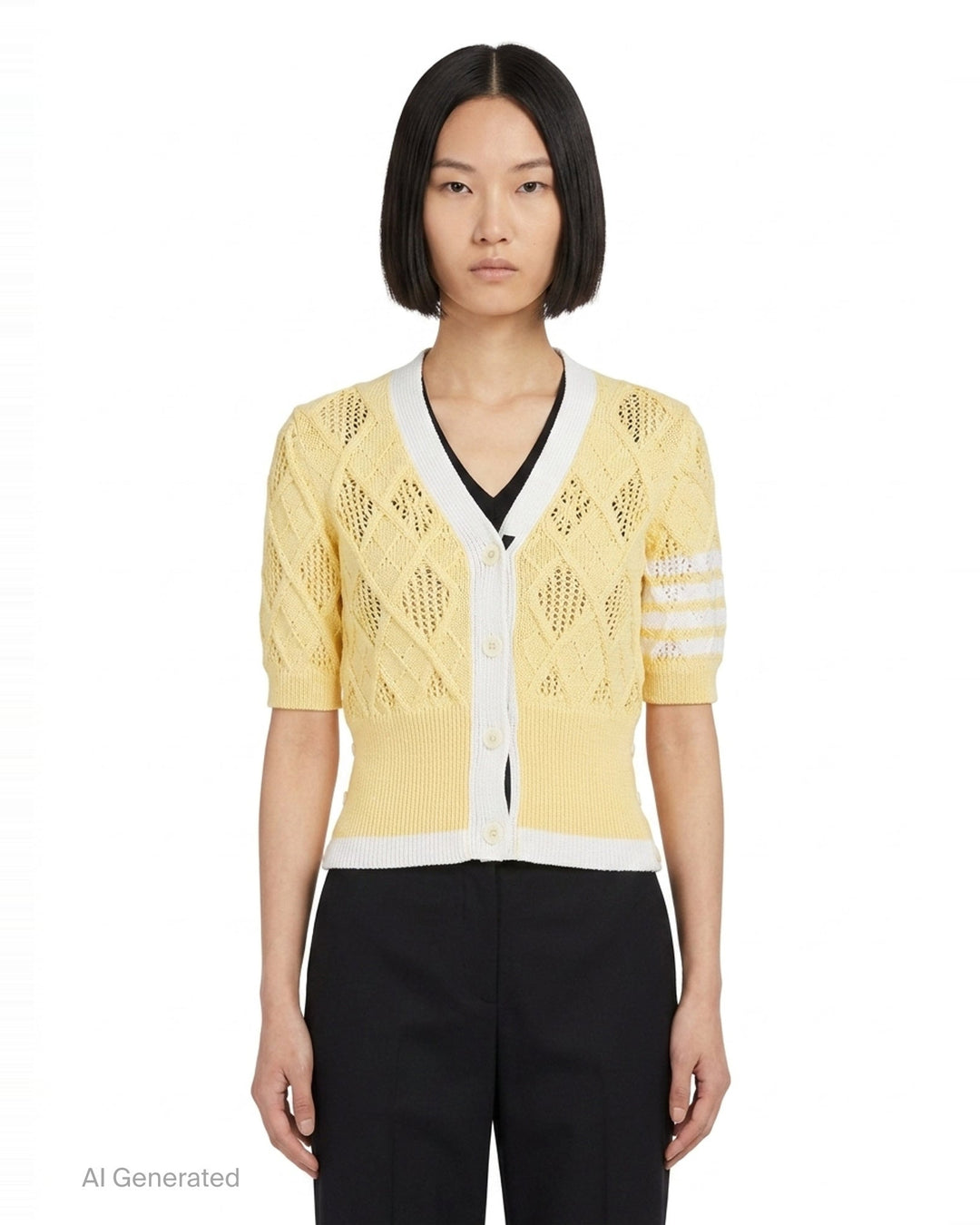 Argyle Pointelle Cable Cardigan | Thom Browne | Club21 - front