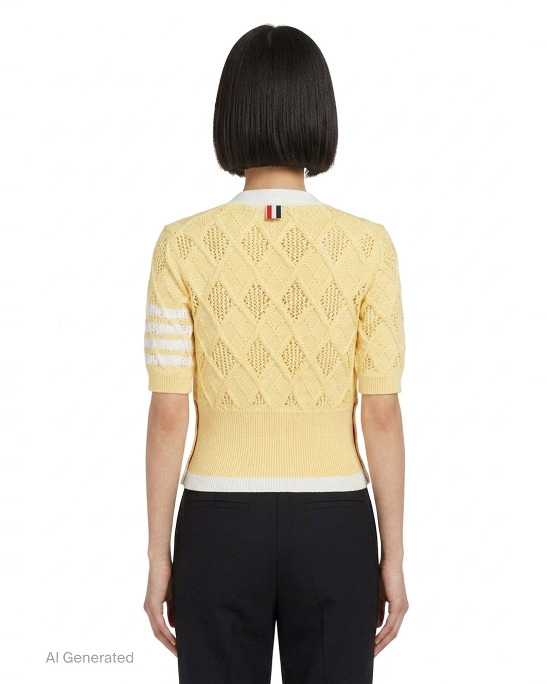 Argyle Pointelle Cable Cardigan | Thom Browne | Club21 - back