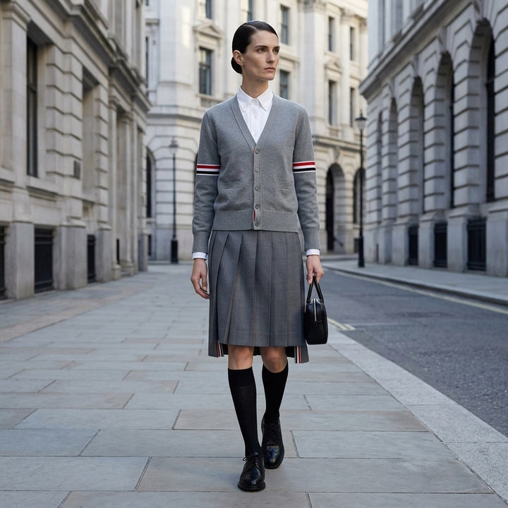 Below Knee Dropped Back Pleated Skirt | Thom Browne | Club21 - lifestyle