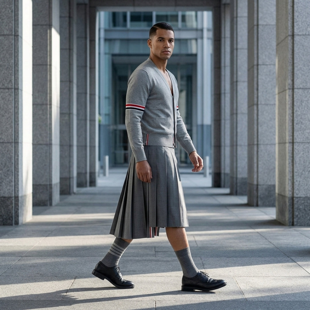 Below Knee Dropped Back Pleated Skirt | Thom Browne | Club21 - lifestyle