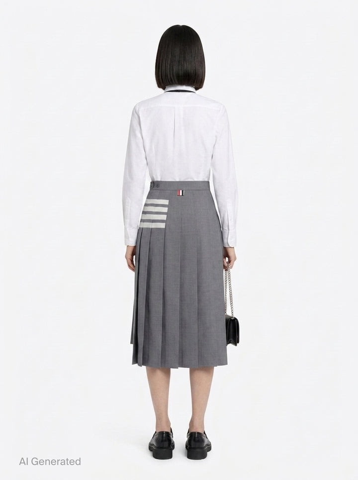 Below Knee Pleated Skirt | Thom Browne | Club21 - back