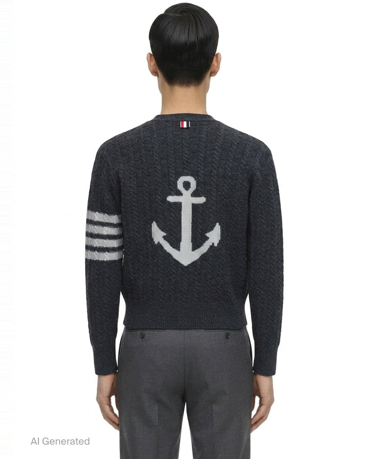 Cable Knit Cropped Cardigan | Thom Browne | Club21 - back