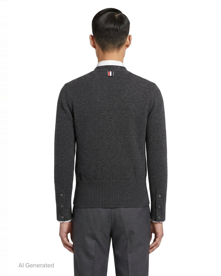 Cable Knit V-Neck Cardigan | Thom Browne | Club21 - back