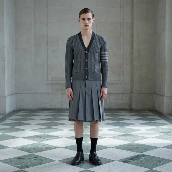 Cable Knit V-Neck Cardigan | Thom Browne | Club21 - lifestyle