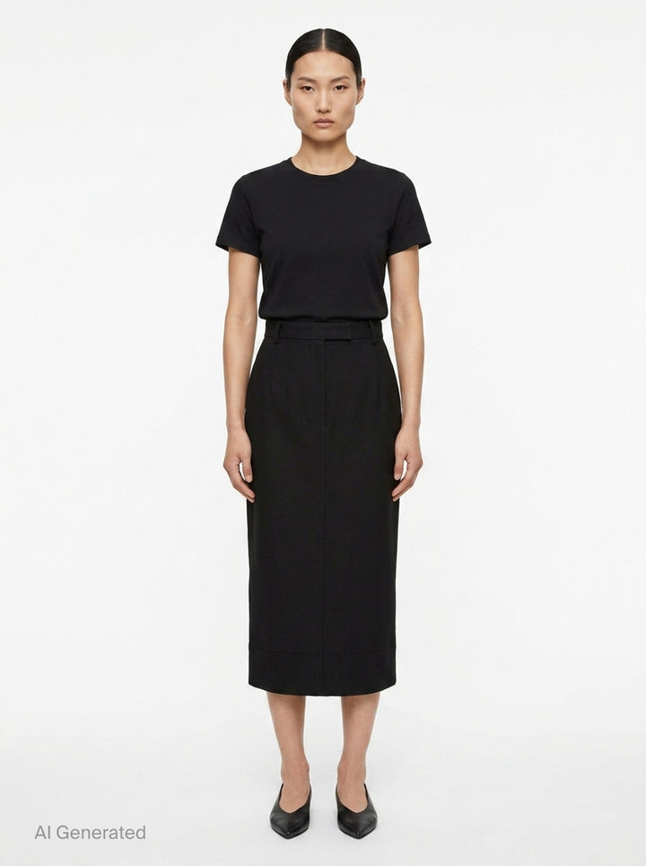 Calf Length High Waisted Skirt | Thom Browne | Club21 - front