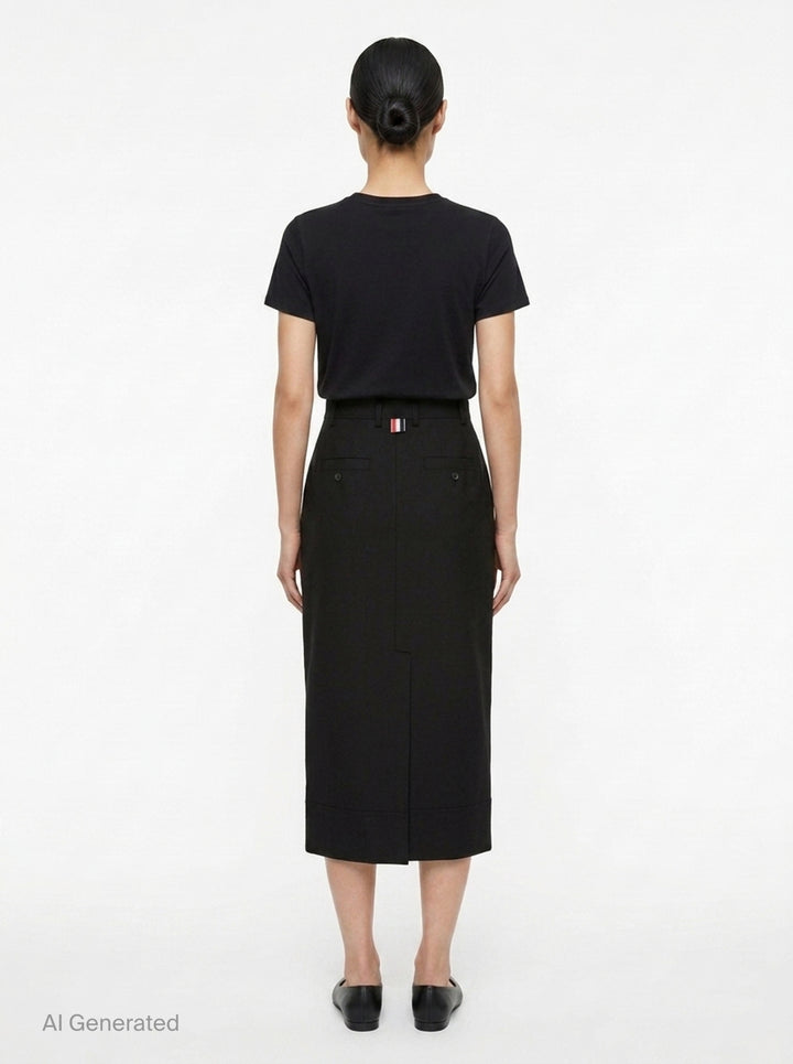Calf Length High Waisted Skirt | Thom Browne | Club21 - back