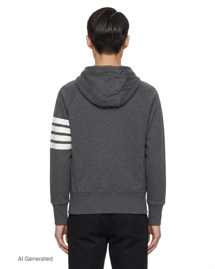 Classic 4-Bar Full Zip Hoodie | Thom Browne | Club21 - back