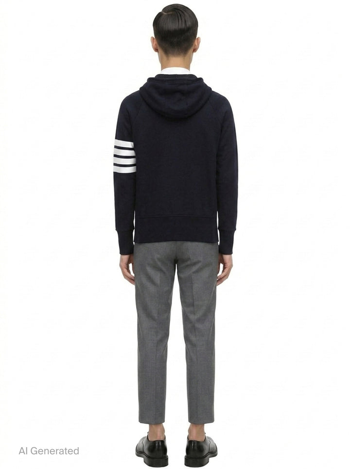 Classic 4-Bar Full Zip Hoodie | Thom Browne | Club21 - back