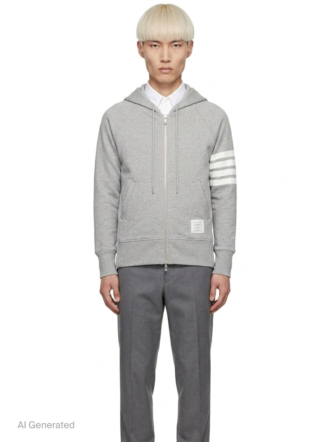 Classic 4-Bar Zip Hoodie | Thom Browne | Club21 - front