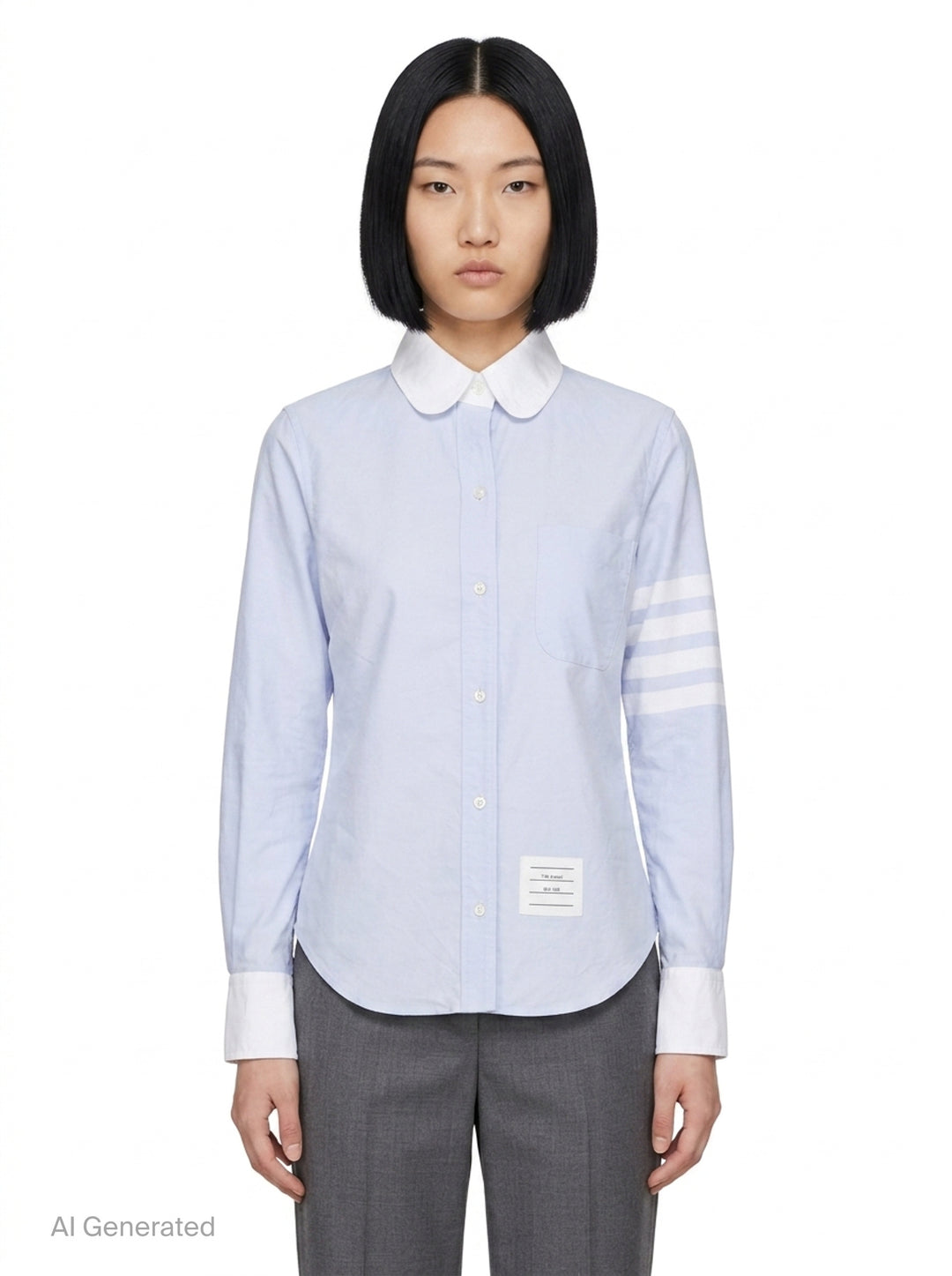 Classic Long Sleeve Round Collar Blouse | Thom Browne | Club21 - front