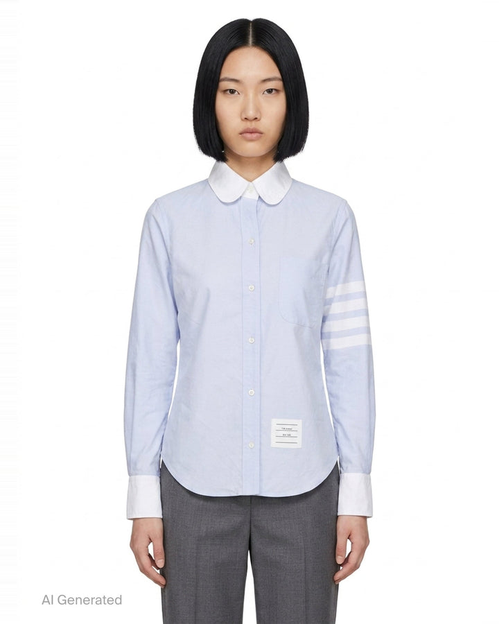 Classic Long Sleeve Round Collar Blouse | Thom Browne | Club21 - front